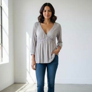 Y2K The Limited Vintage Gray V-Neck Blouse Size Large